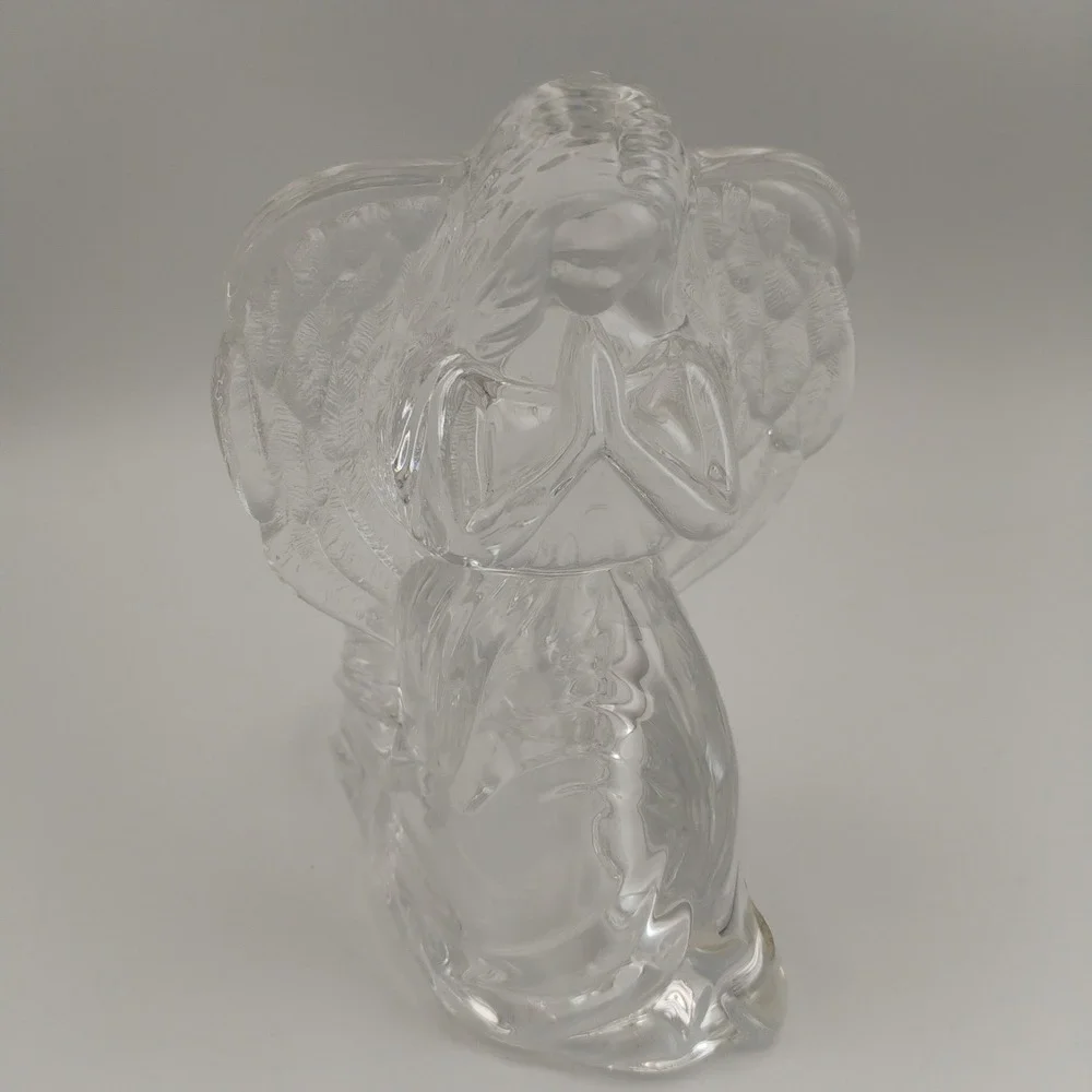 Vintage DePlomb Lead Crystal Kneeling Praying Angel Votive Candle Holder USA 6